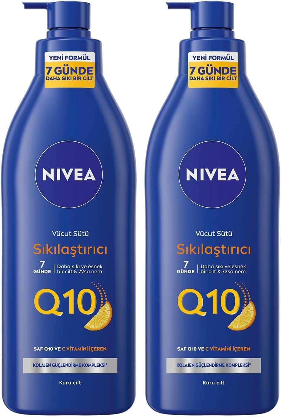 NIVEA Sıkılaştırıcı Vücut Sütü 400 ml,7 Günde Sıkılaştırıcı,72 Saat Nemlendirici,C Vitamini,Kolajen,Kuru Cilt (2 paketi)