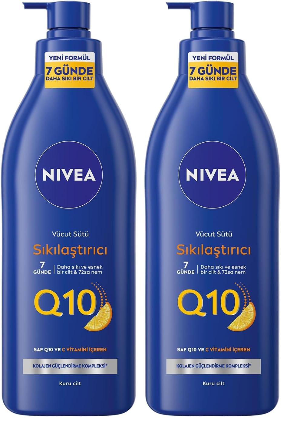 NIVEA Sıkılaştırıcı Vücut Sütü 400 ml,7 Günde Sıkılaştırıcı,72 Saat Nemlendirici,C Vitamini,Kolajen,Kuru Cilt (2 paketi)