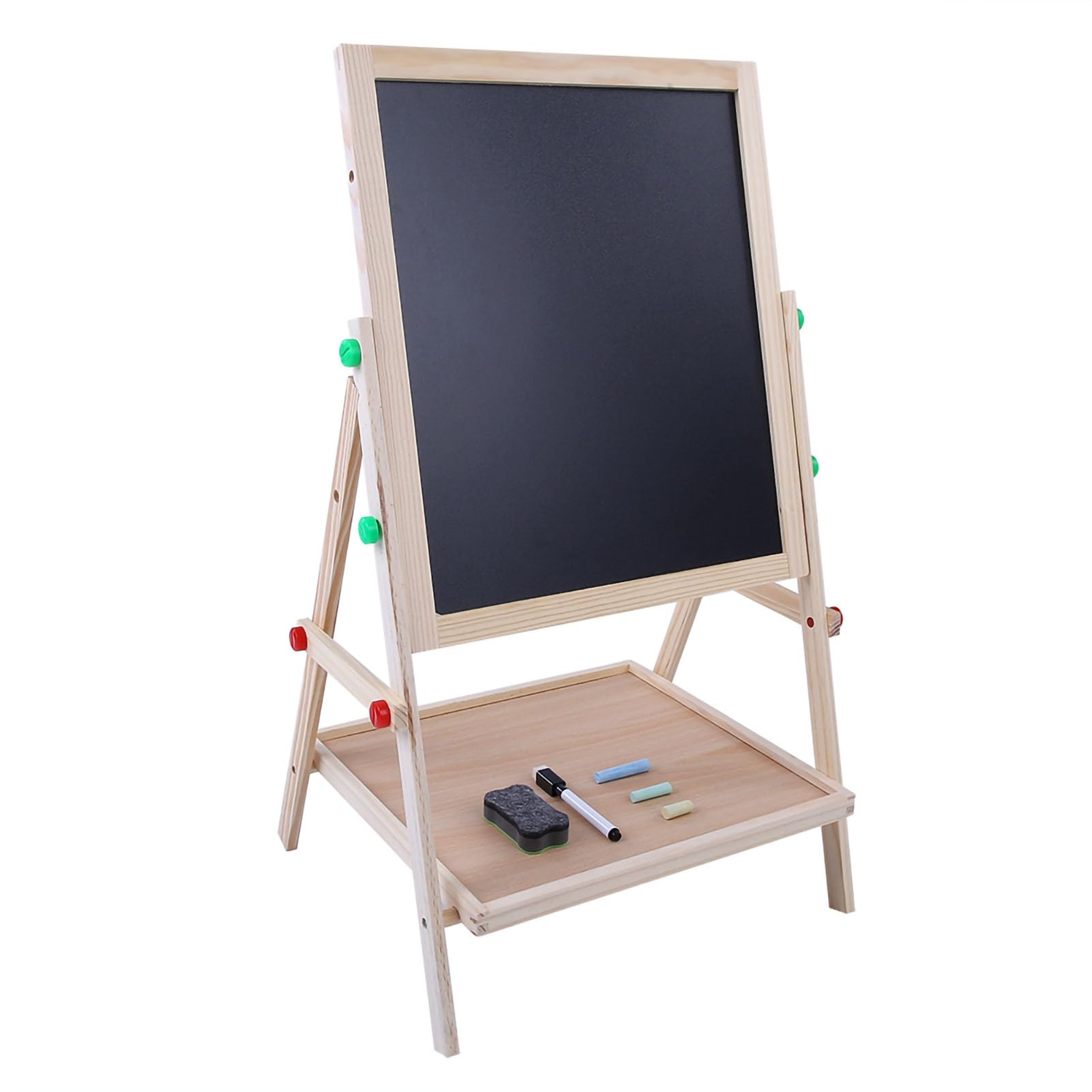 Tavolo da Disegno in Legno Artistico a Doppio Lato 2 in 1 per Bambini - Altezza Regolabile, Legno di Pino Resistente, Gioco Creativo, 2 unità