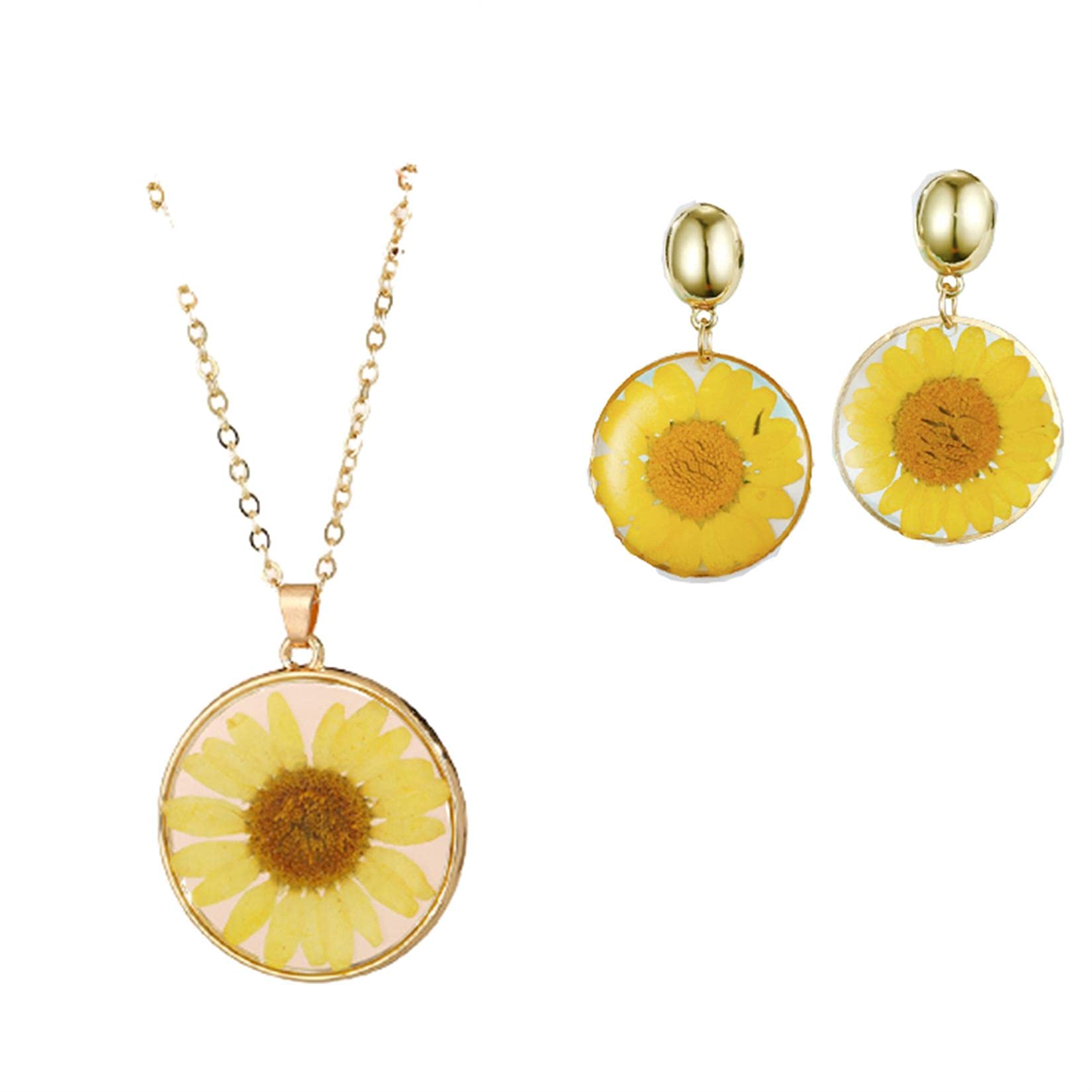 Nc Sunflower Daisy Flower Drop Dangle Earrings Resin Dried Flowers Earring Necklace Set Handmade Little Daisy Flower Statement Earring For Women Girls You Are My Sunshine Summer Boho Jewelry (B09F3QR2BR) Amazon Price History, Amazon Price Tracker