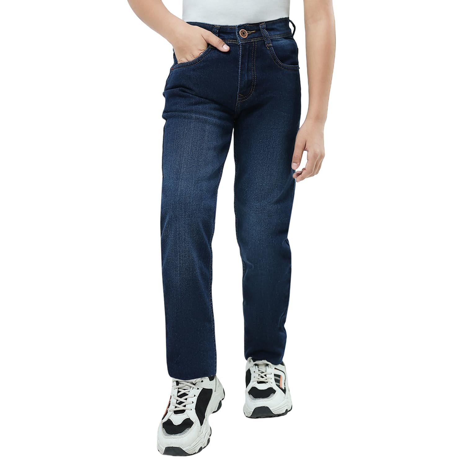 Monte Carlo Boys’s Slim Fit Jeans | Solid Pattern | Button Closure with Denim Jeans for Boys