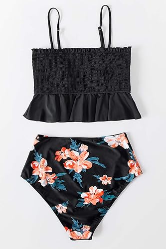 Miniatura 3 de CUPSHE - Traje de baño de dos piezas, de cintura alta y con estampado floral para mujer
