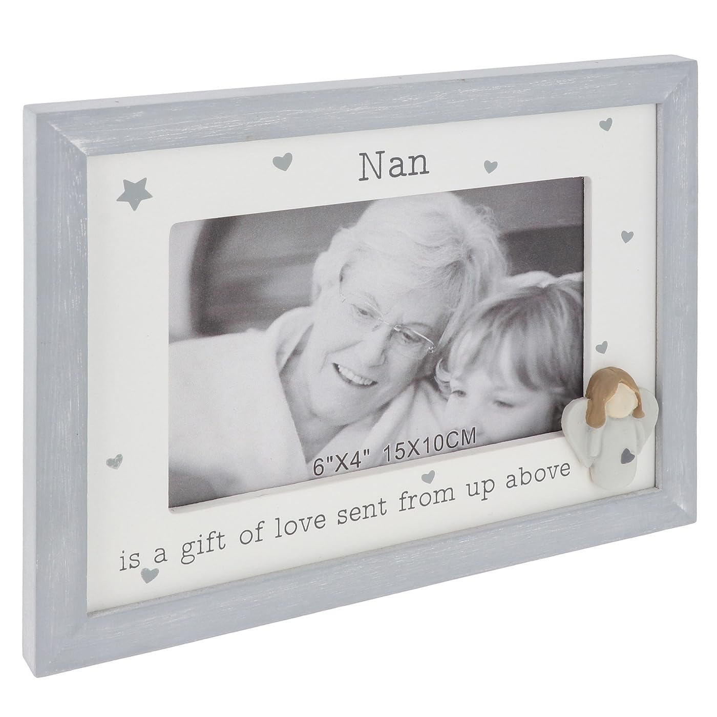 Shudehill Giftware Pebble Angel 6x4 Grey Photo Frame - Mum, Nan, Daughter, Auntie, Friends, Sister, Family - Sentimental Boxed Gift (Nan)
