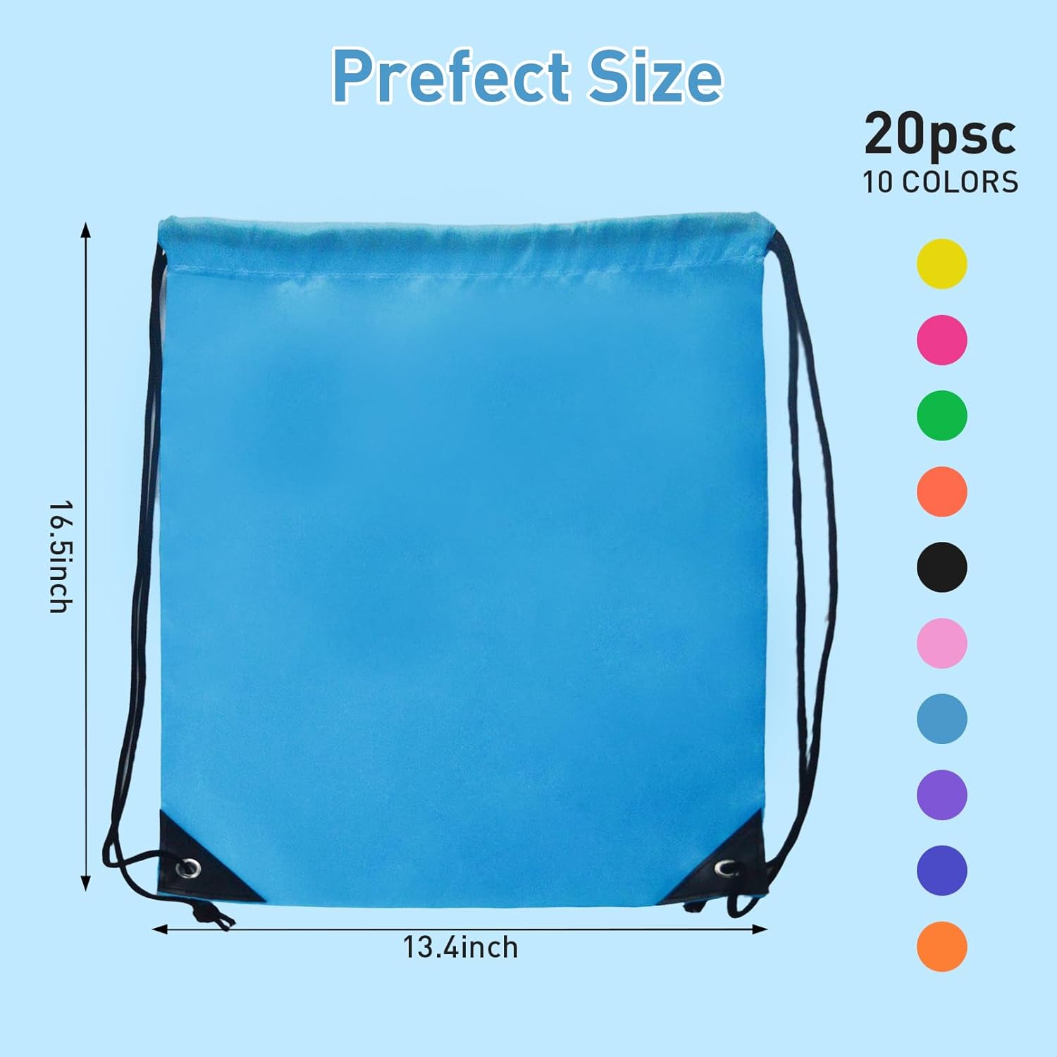 20 Pcs Drawstring Backpacks,Drawstring Bags Cinch Bag,Draw String Backpacks Bulk,Draw String Bag for Women Men Sports Gym Traveling(10 Colors) - Image 2