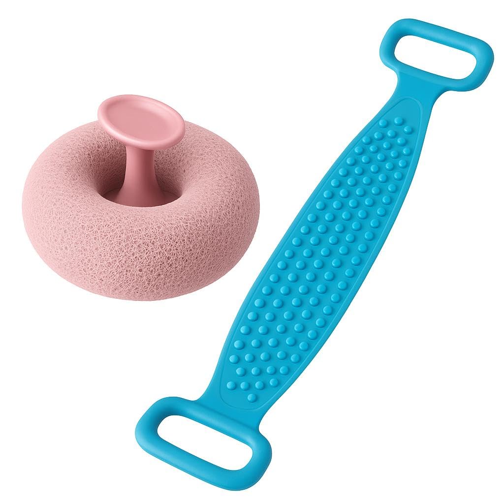 Kychex 2-in-1 Bath Set, Silicone Back Scrubber with Suction Cup Super Soft Bath Sponge (Multicolour)-image-44