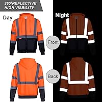 Vista 26 de ProtectX Class 3 High Visibility Safety Sweatshirt for Men, Reflective Hoodie with Large Pocket for Construction & Work