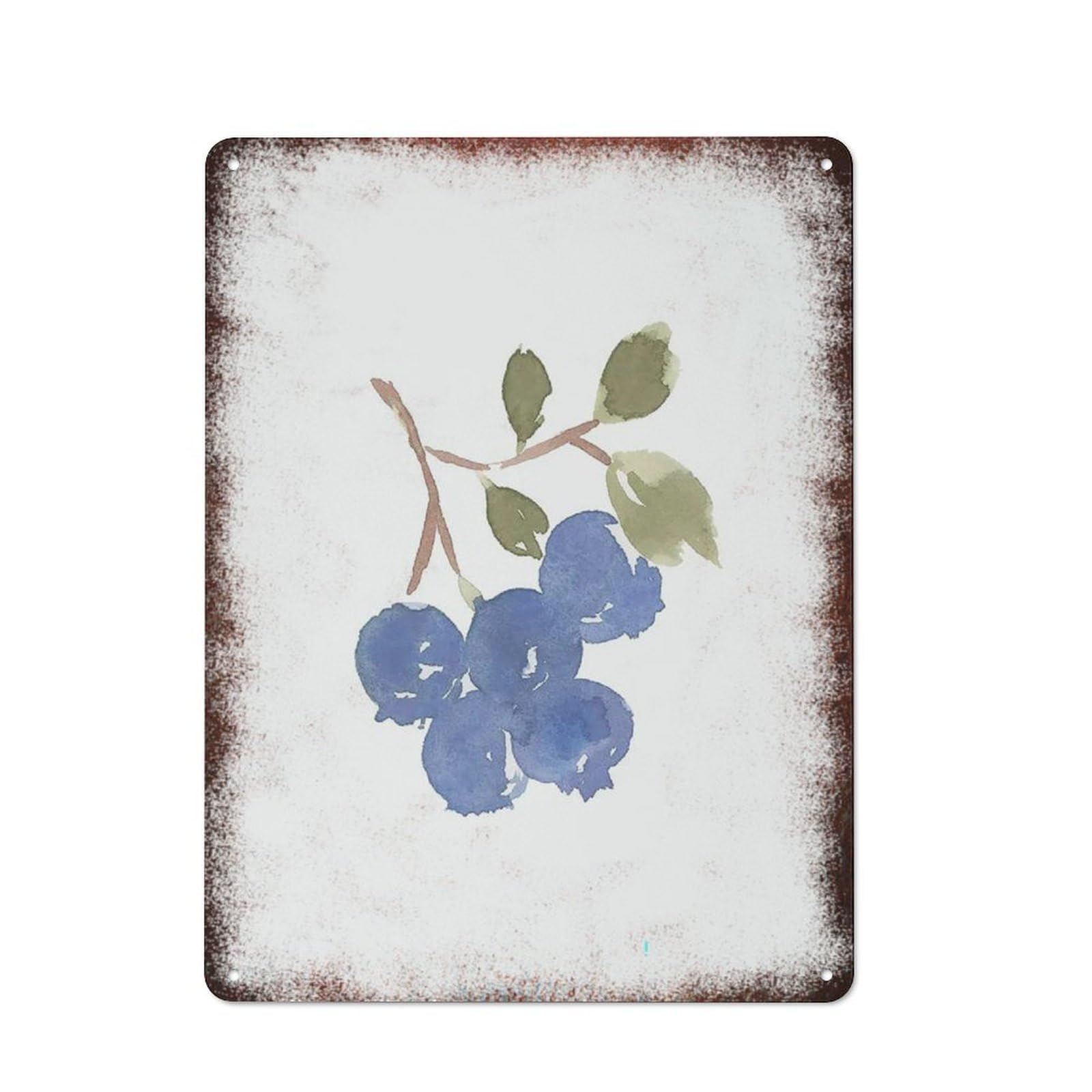 peiyeety Metal Tin Sign Blueberry Minimalist Watercolor Pattern Vintage Rustic Wall Art Kitchen Bathroom Bedroom Living Room Cafe Farmhouse Office Garage Home Bar Laundry Room Porch Patio 12x16 Inch