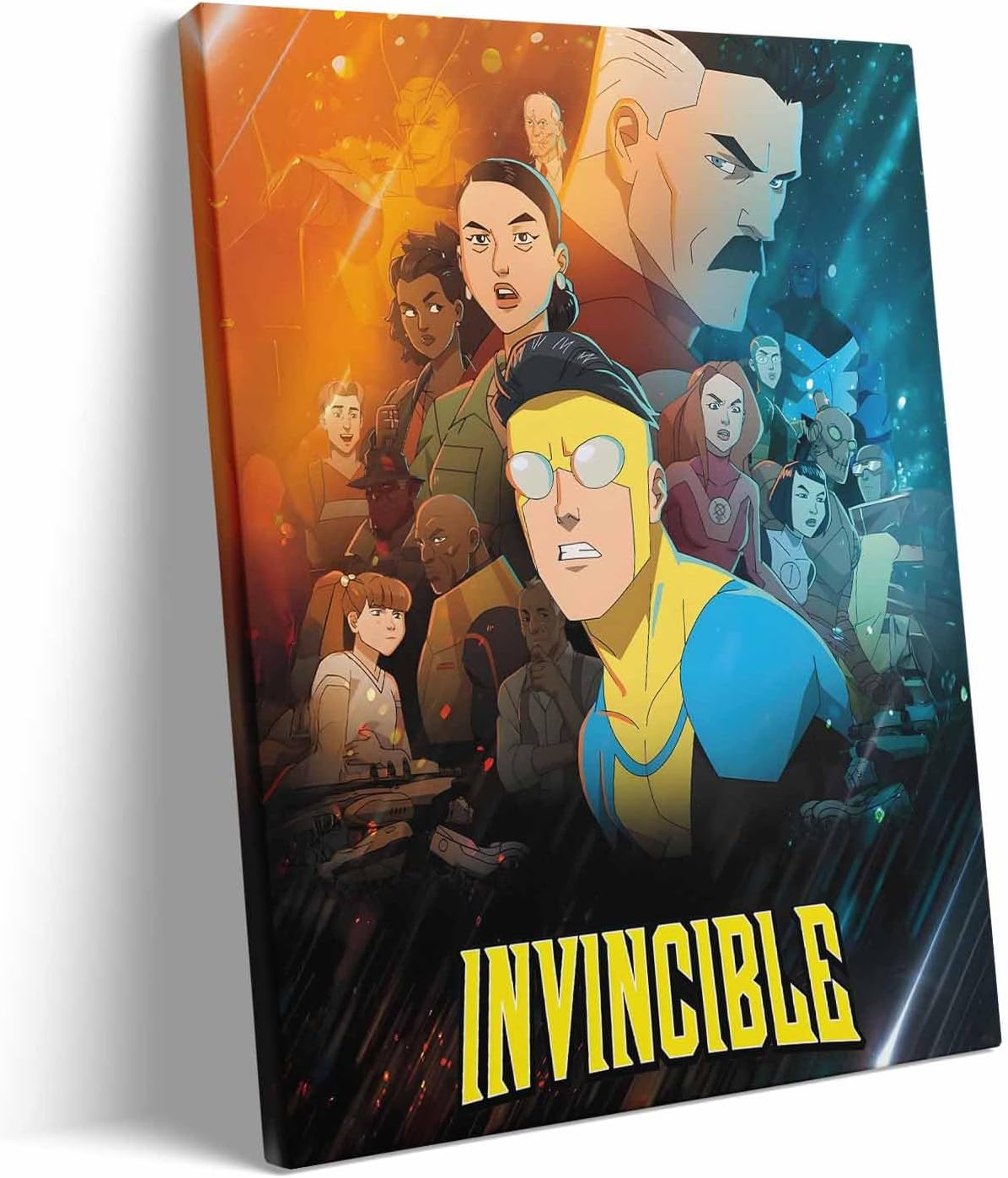 Invincible Hero Canvas Wall Art, Abstract Superhero Portrait Print Poster, Graphic Novel Framed Wall Aesthetic Artwork Painting for Game Room, Bedroom, Office or Fan Decor 16x20inch