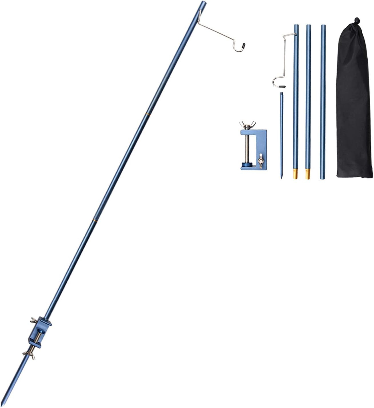 TOBWOLF Portable Camping Folding Lamp Pole, Lightweight Collapsible Aluminum ...