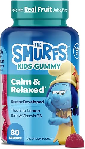 Vista 7 de The Smurfs - Gomitas nootrópicas para niños con vitamina B12 y L-teanina, gomitas de enfoque láser para suplementos de concentración y memoria