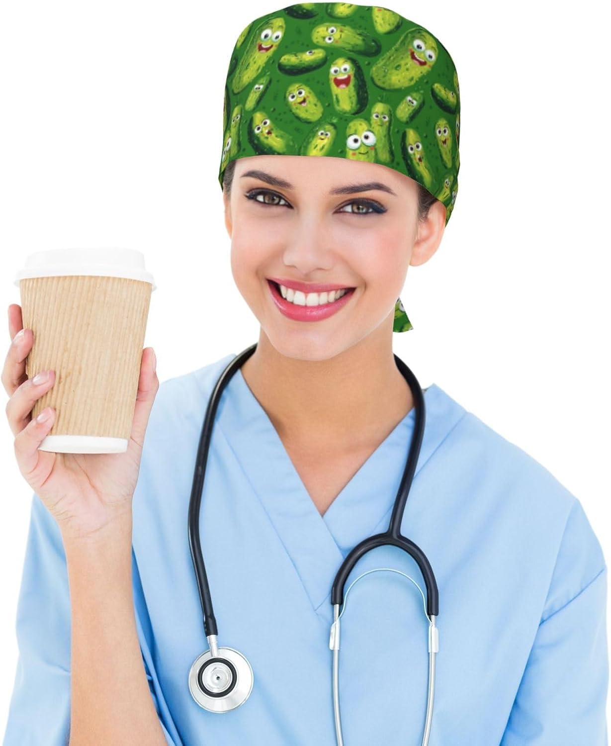 Working Cap Scrub Cap with Sweatband Adjustable Unisex Men Women Tie Back Hat Nurse Surgical Caps - Image 7
