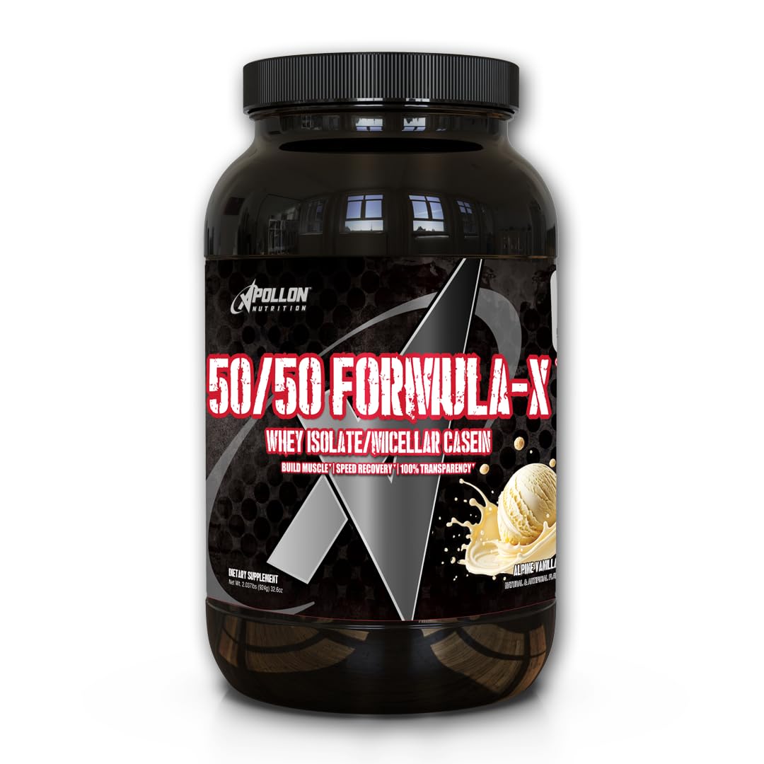 Apollon Nutrition Formula X 50/50 Protein – Dual-Phase Protein Blend | Whey Isolate + Micellar Casein for Muscle & Recovery | 24g Complete Protein |