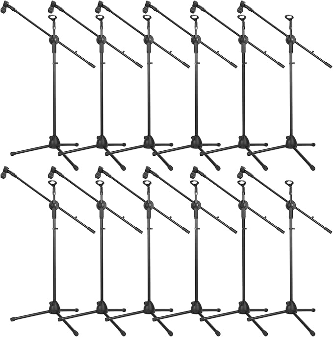 12 Pcs Microphone Stand Boom Bulk, Adjustable Height Tripod
