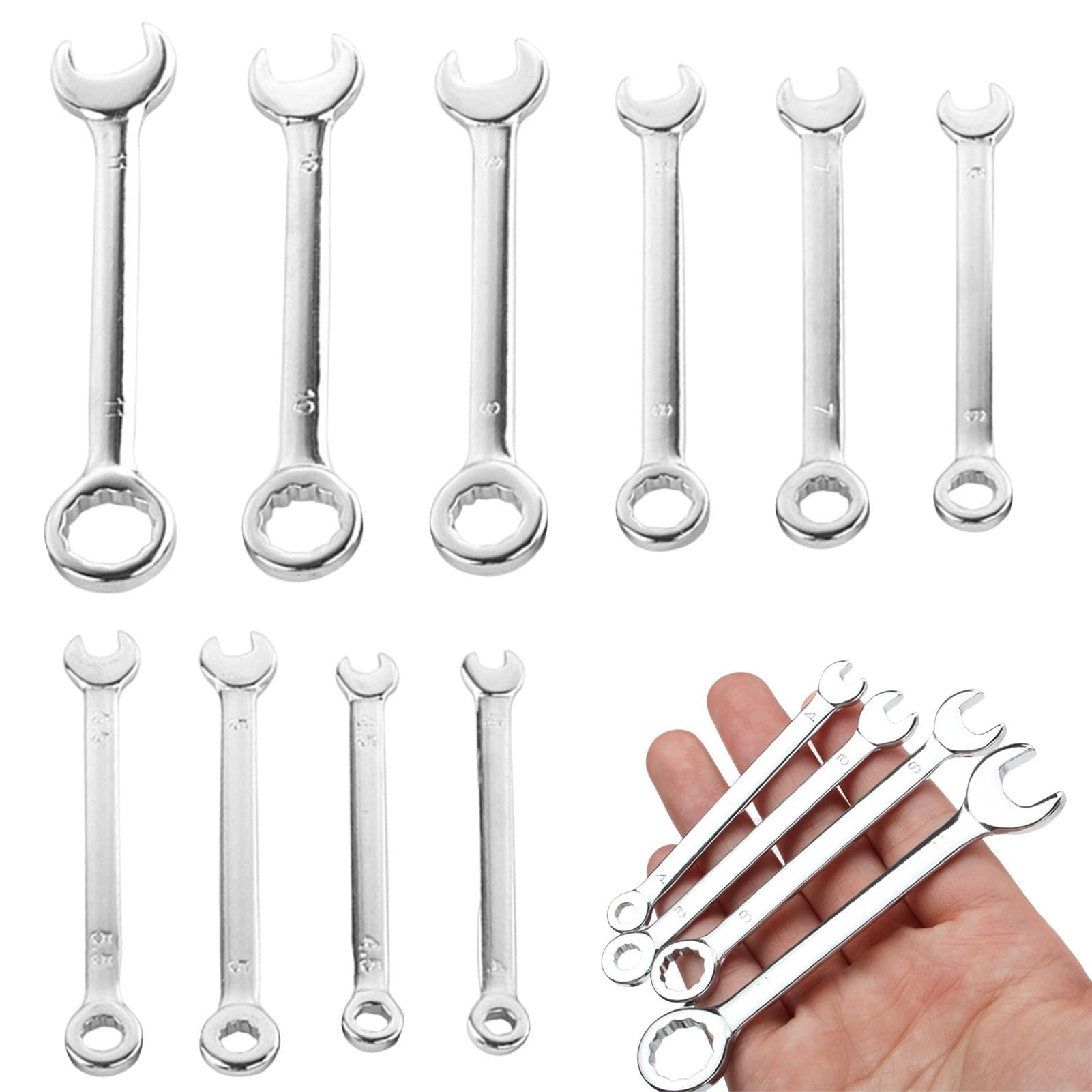 Phonojen 10Pcs Small Spanner Set, 4-11mm Metric Small Wrench Set