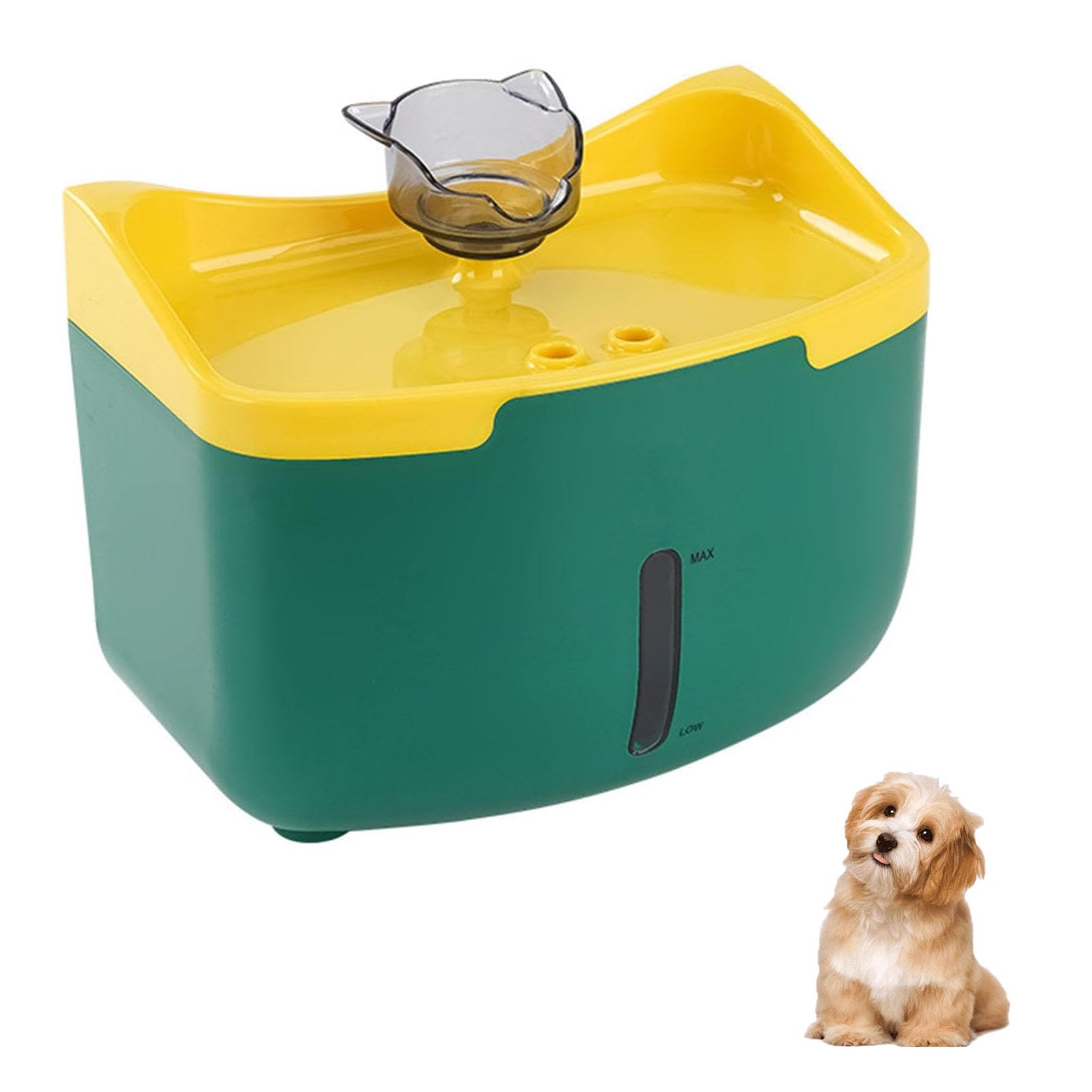 Fontana Automatica per Gatti Pet 2L/67Oz, Distributore di Acqua per Cani Ultra Silenzioso con 4 Filtri di Ricambio, Facile da Pulire, per Gatti, Cani di Piccola Taglia,Verde