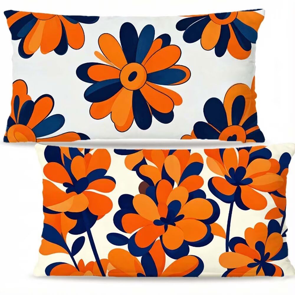 Zestaw 2 poszewek na poduszki w kwiaty prostokątne 40 x 70 cm F-3472