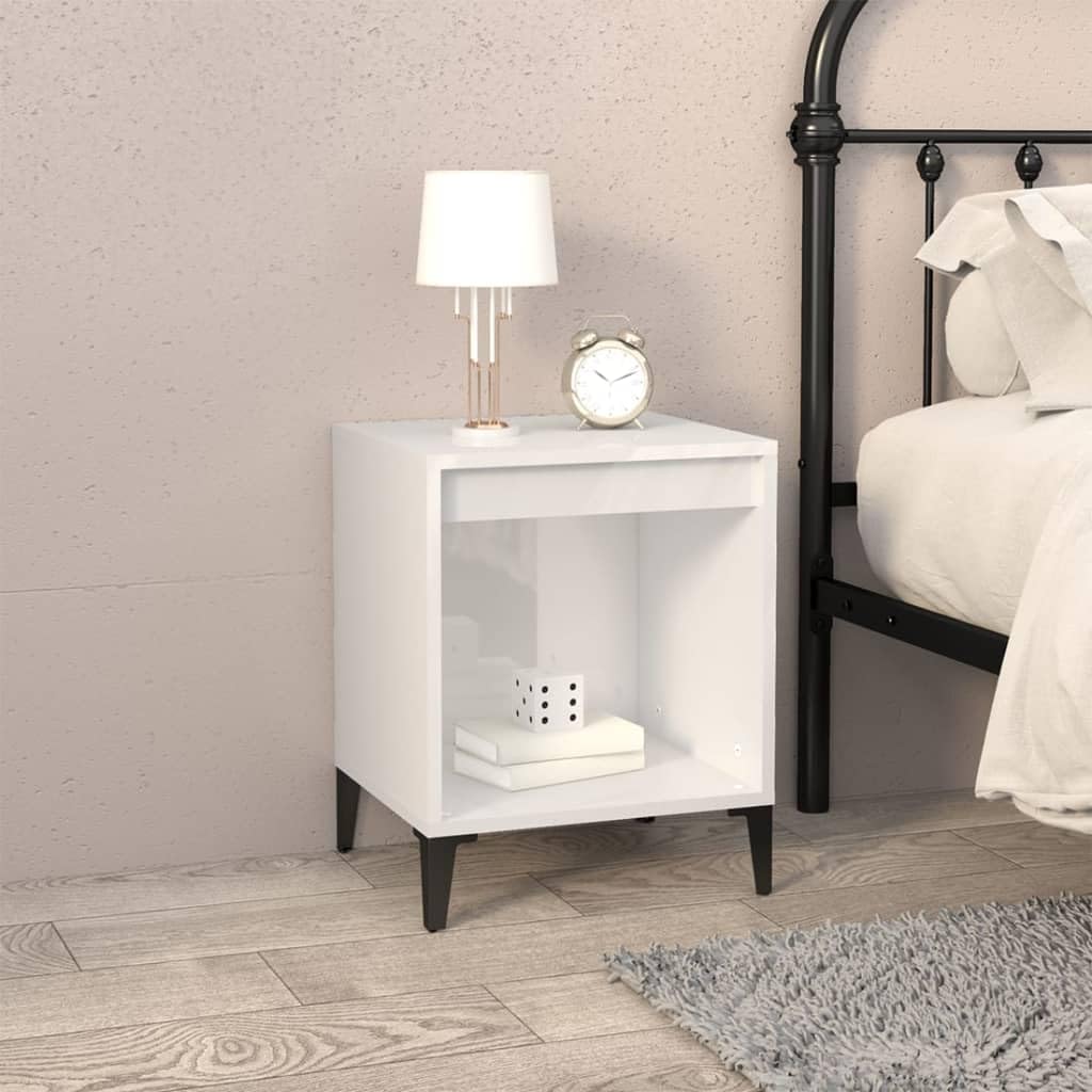 Table de chevet Blanc brillant 40x35x50 cm pour chambre à coucher