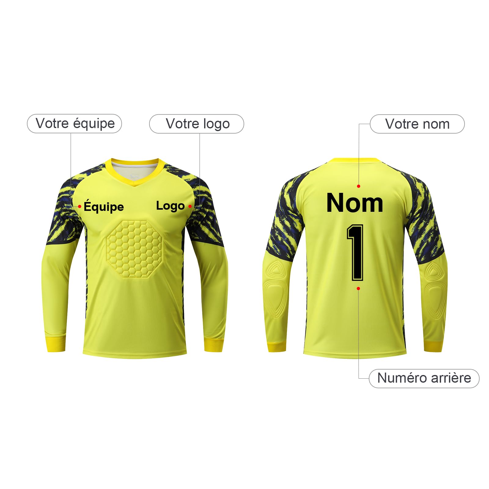 LAIFU Maillots de Gardien De Football Personnalisés-Maillot Gardien de But Adulte Jeunes Enfant