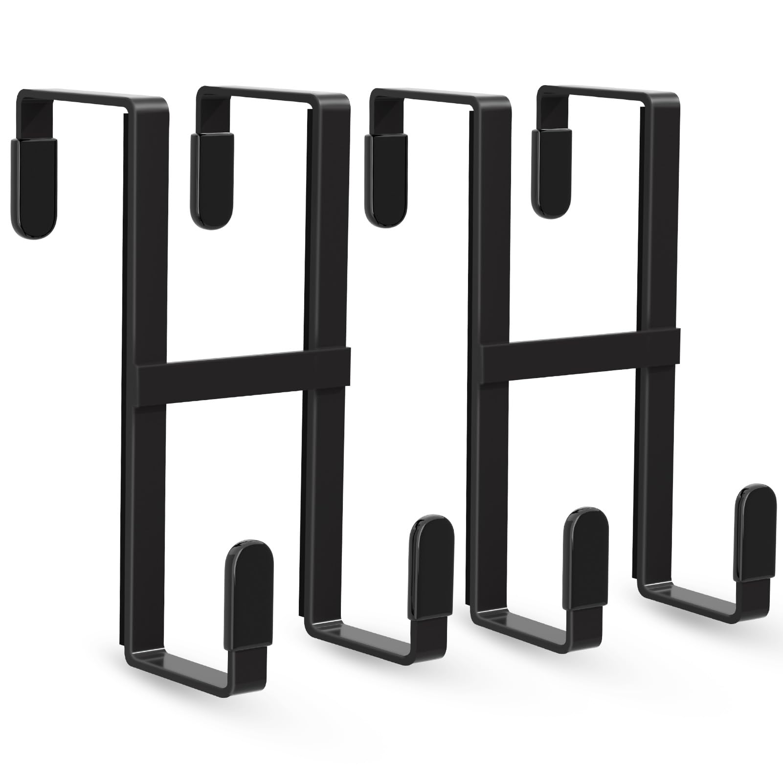 Photo 1 of FYY 2 Packs Over The Door Hooks, Double Sided Door Hanger Hook - Heavy Duty No Drill Wall Hooks for Hanging Coats, Towels, Bags, Kitchen Closet Fits Most Doors Up to 1-7/8" Thickness (5.12" L, Black)