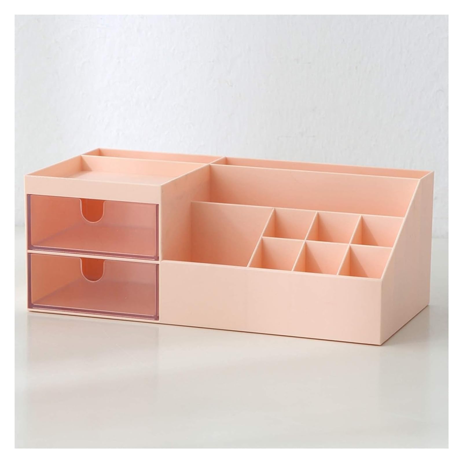 Schreibtisch-Organizer, Schreibtisch-Organizer, Schreibtisch-Aufbewahrung, Kosmetik- und Schmink-Organizer-Box für Bürobedarf, Badezimmer, Theke, Büro, Schule, Tischdekoration (Rosé, 24,2 x 12 x 9 cm)