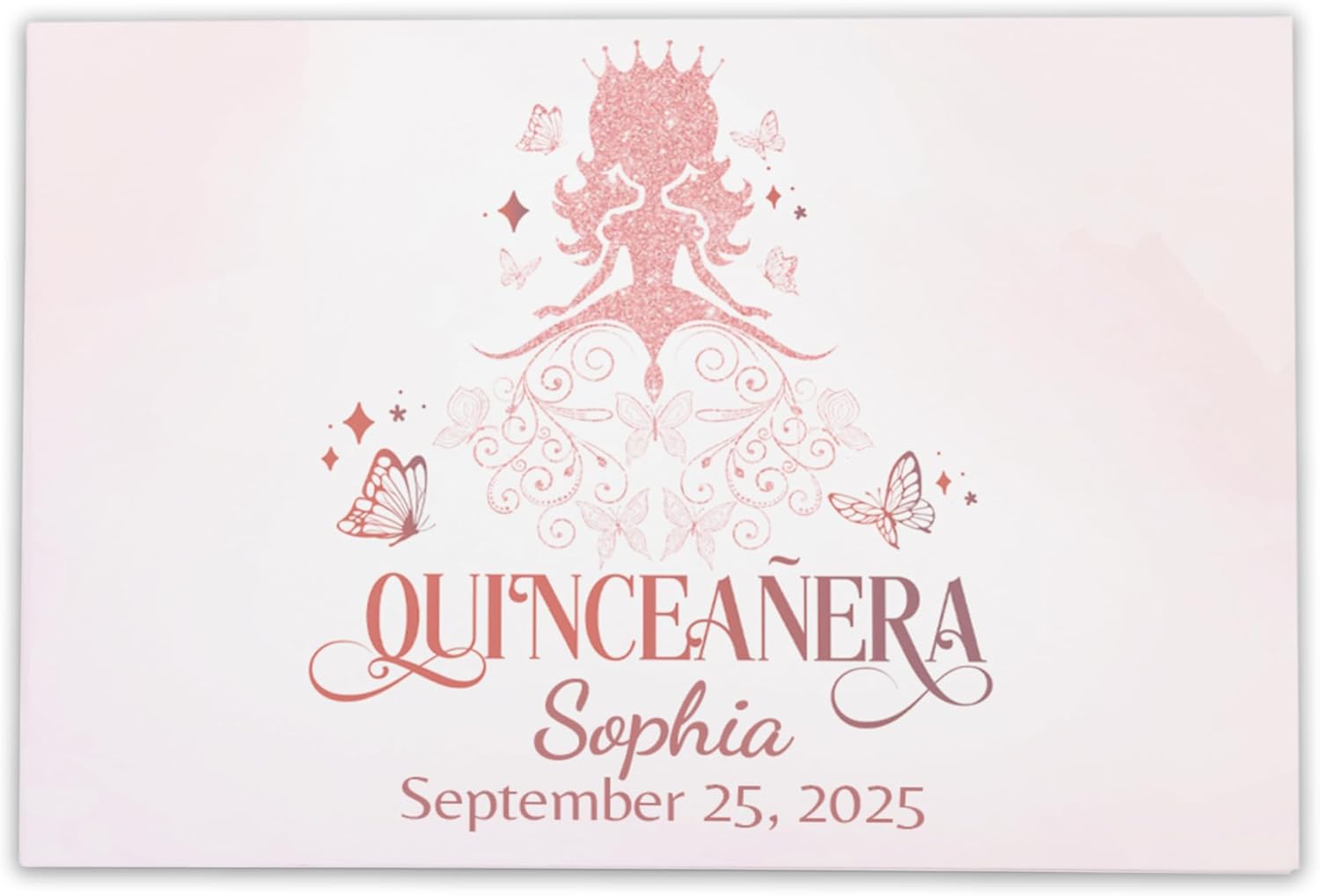Personalized Quinceanera Guest Book Pink Hardcover 15th Birthday Memory Album with Photo Pages Custom Party Keepsake (60 Blank Pages)