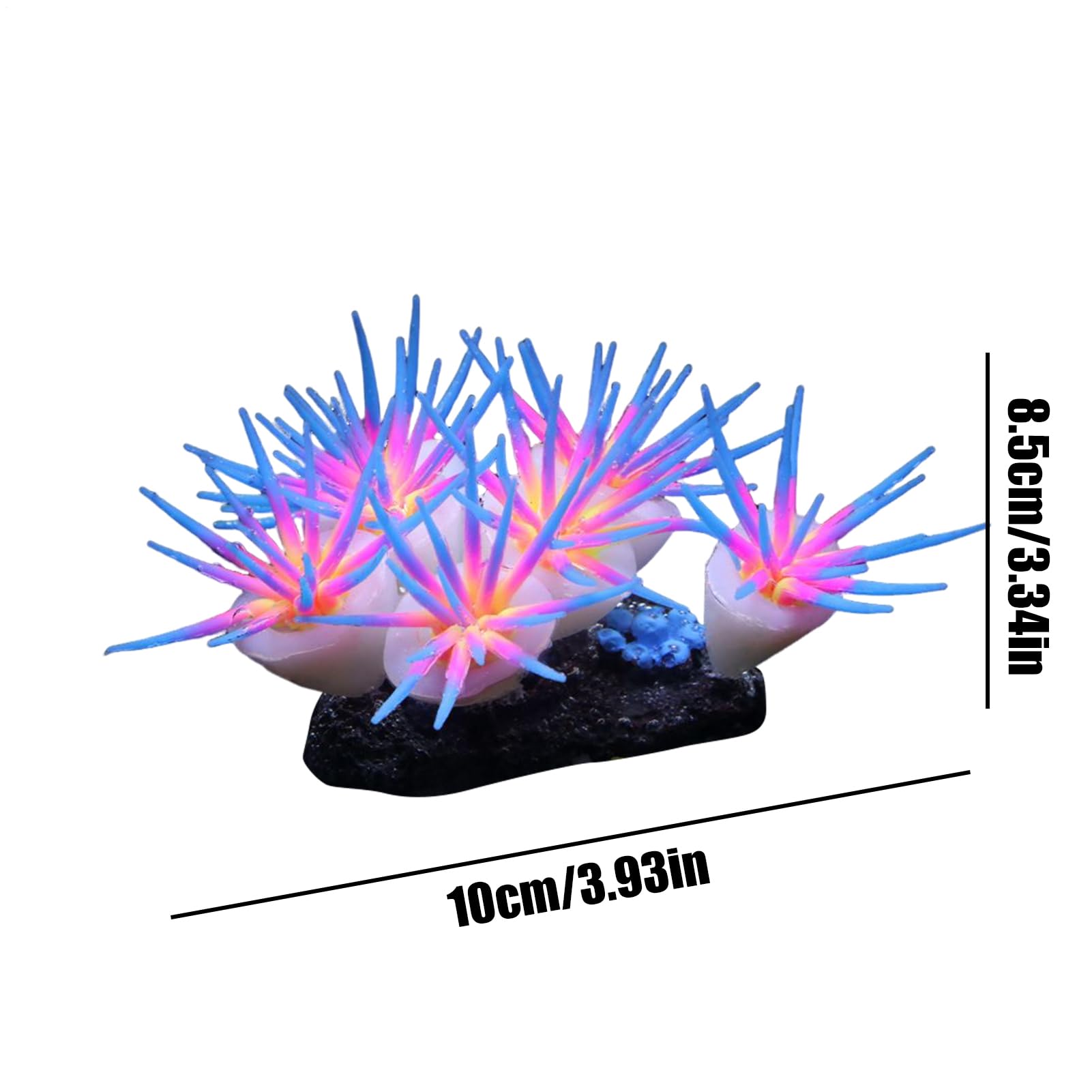 Générique Fish Tank Glowing Coral Ornaments, Silicone Soft Coral Decorations, 3.94x2.36in Artificial Luminous Aquarium Plants, Tank Decor, Suitable for Freshwater