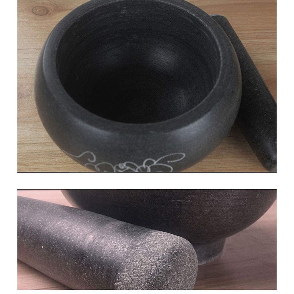 Mortero y Maja de Piedra Natural Tallado a Mano con patrón Creativo para machacar ajo, moler Alimentos en la Cocina, mortero de Piedra para pastas, pestos y Guacamole.
