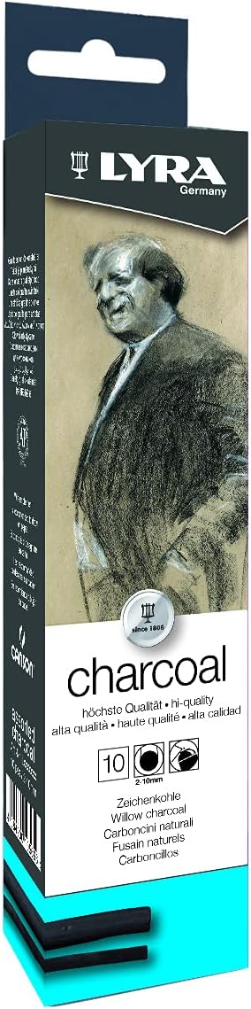 Staedtler Mars Lumograph Charcoal - Lot De 3 Fusains Professionnels (H/M/S) + Estompe