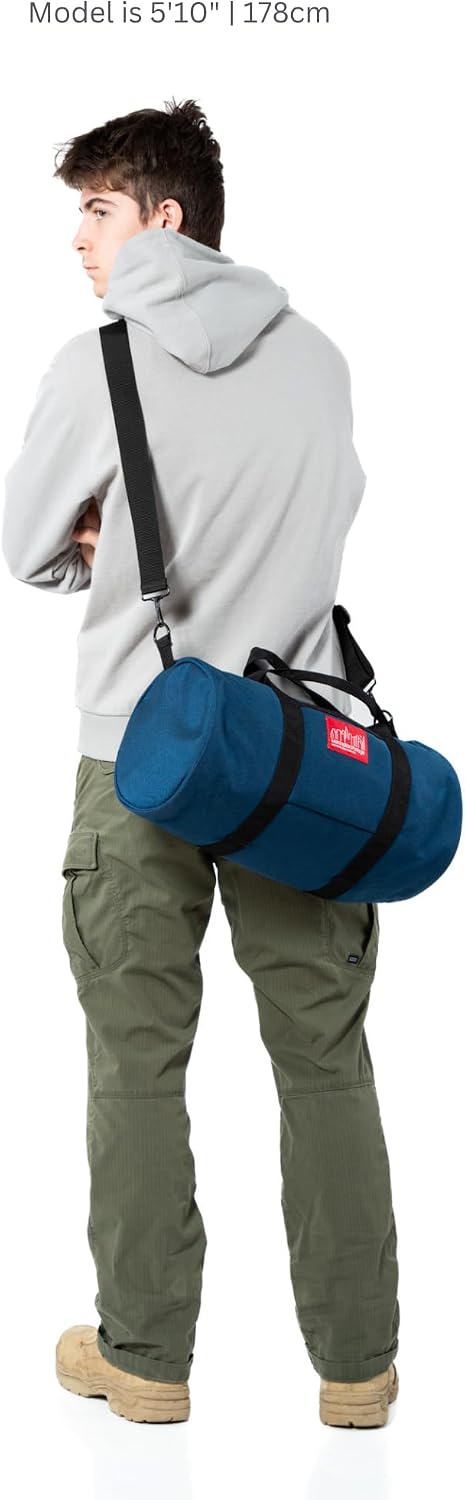 Manhattan Portage Chelsea Drum Bag With Detachable Strap Dual External Pockets & Keychain Hook 1000D Cordura Hold-All for Travel & Daily Use (Black, Medium)