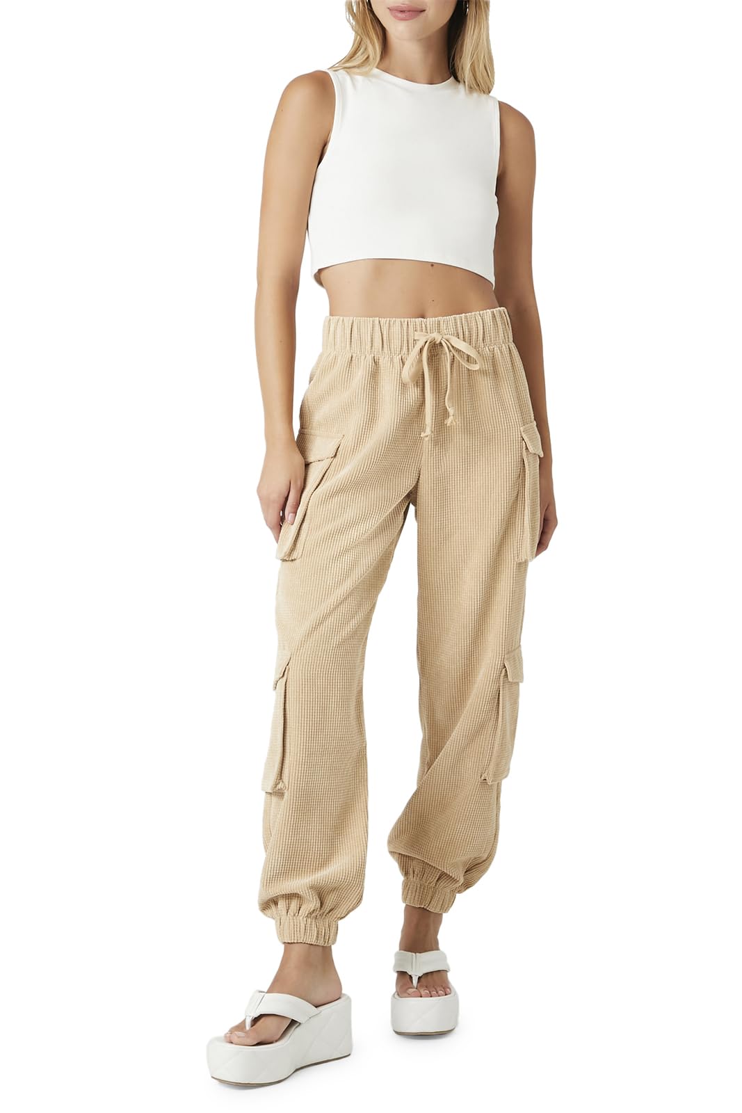 Forever 21 Womens Corduroy Cargo Joggers