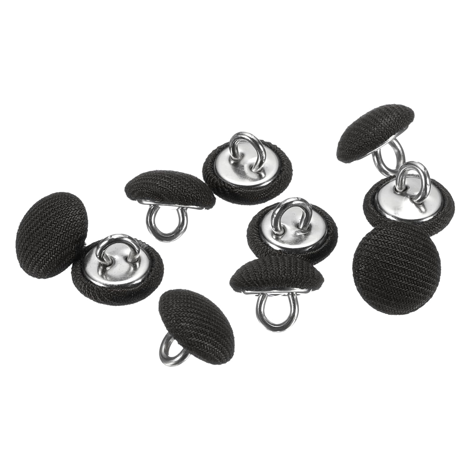 sourcing map 10pcs 18L Fabric Cloth Covered Button 11.5mm 15/32" Round Metal Shank Satin Sewing DIY Craft Buttons for Bridal Wedding Suits Dress Blouses Sweaters, Black