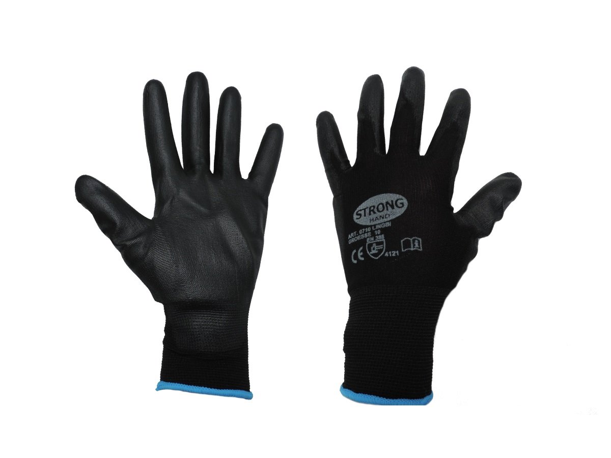 Montagehandschuh LINGBI STRONGHAND HANDSCHUHE NYLON / PU, SCHWARZ, CAT 2 (120, 10 XL)