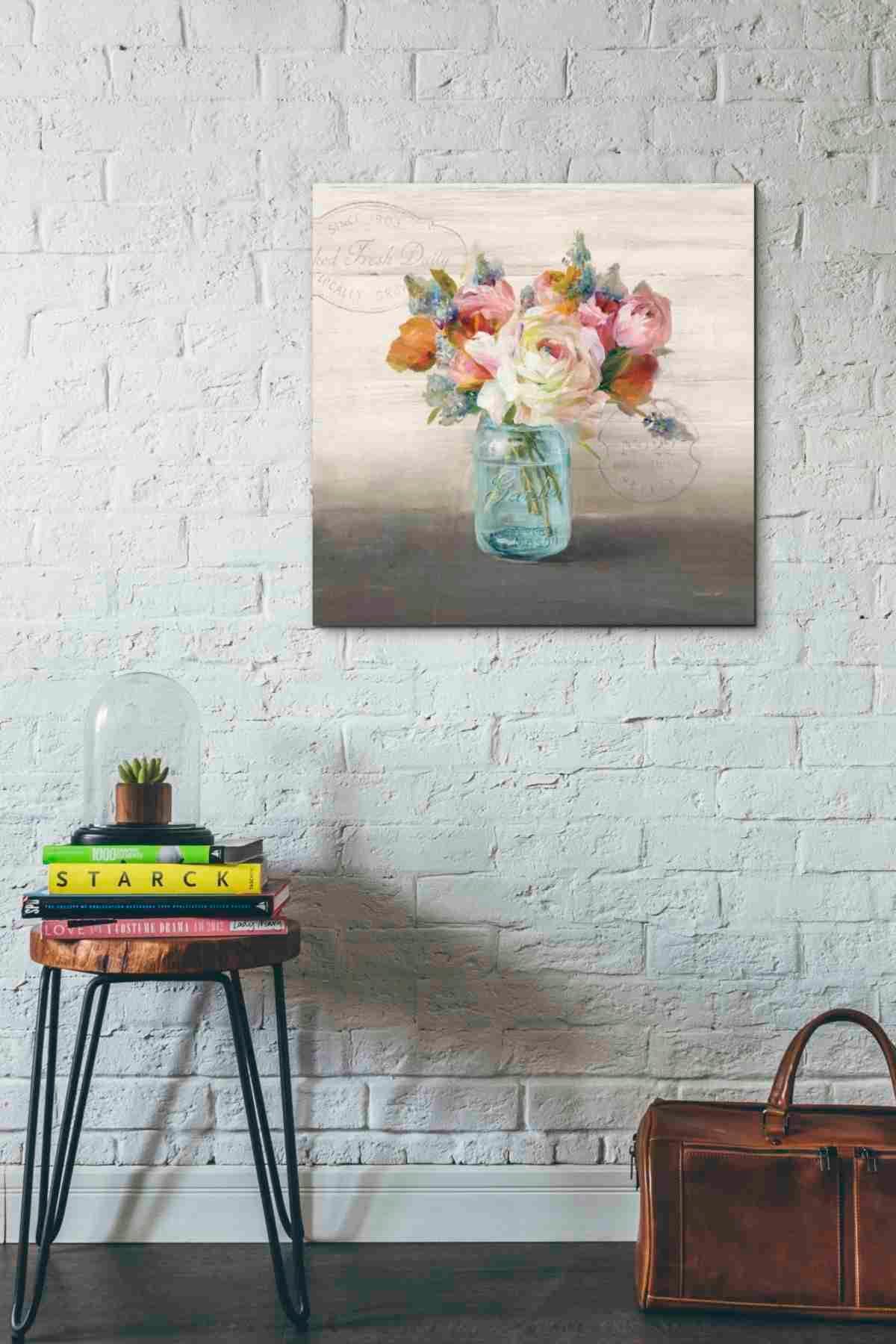 Epic Graffiti 'French Cottage Bouquet II Mothers' autorstwa Danhui Nai płótno sztuka ścienna, 66 cm x 66 cm, różowy
