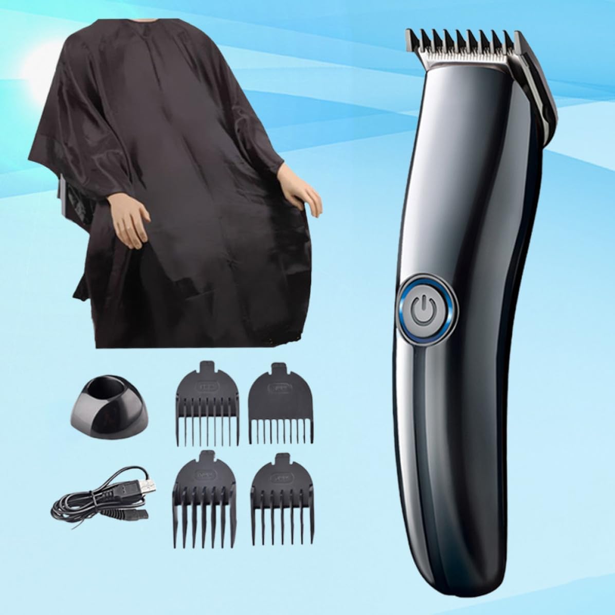 Professional Haircutting Kit with USB Charging Electric Hair Clipper and Black Abs Hairdressing Apron for Salon Accessories and Professional Use