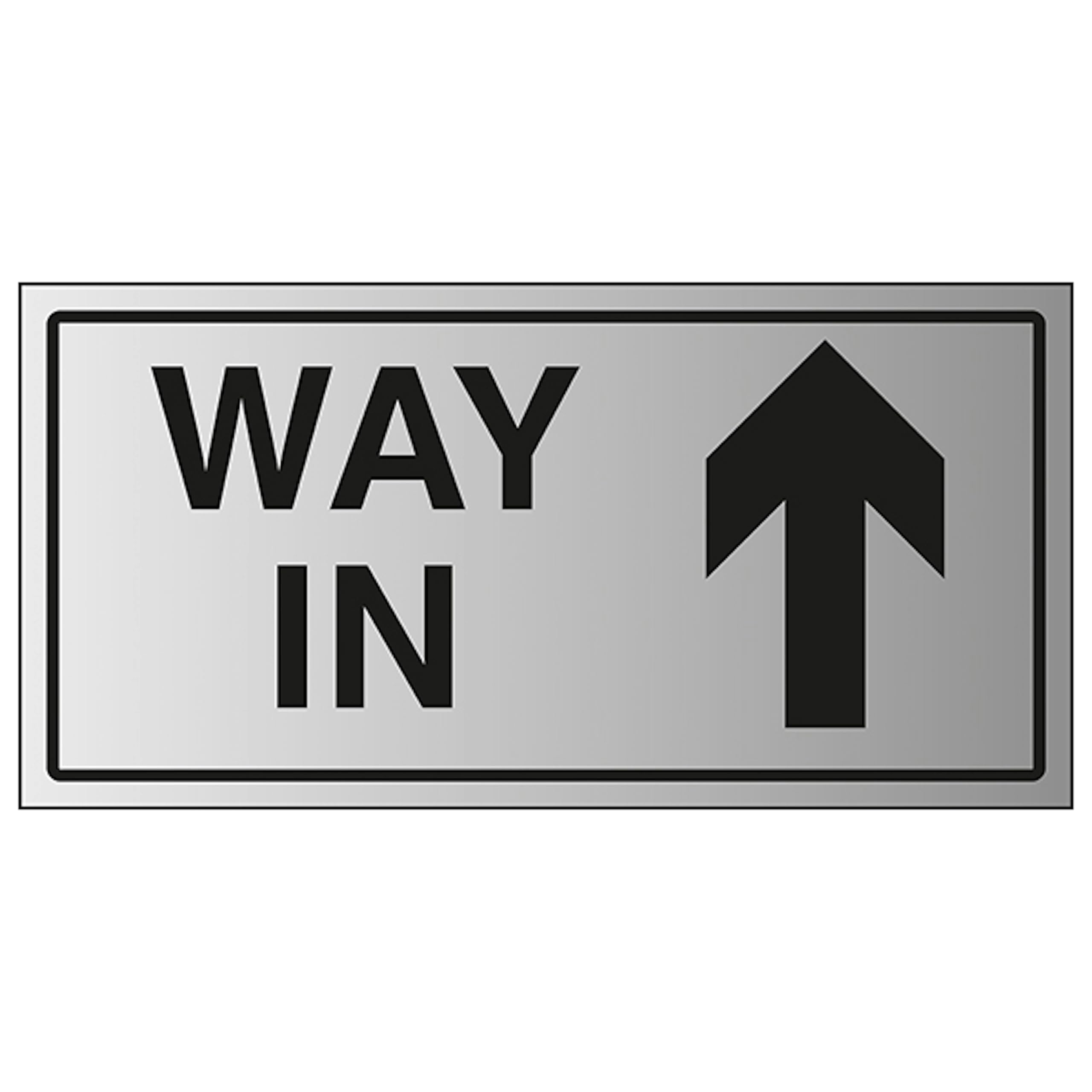 V Safety Way In Arrow Up 300 x 150 mm - 1.6mm Aluminium Effect Rigid Plastic Safety Sign