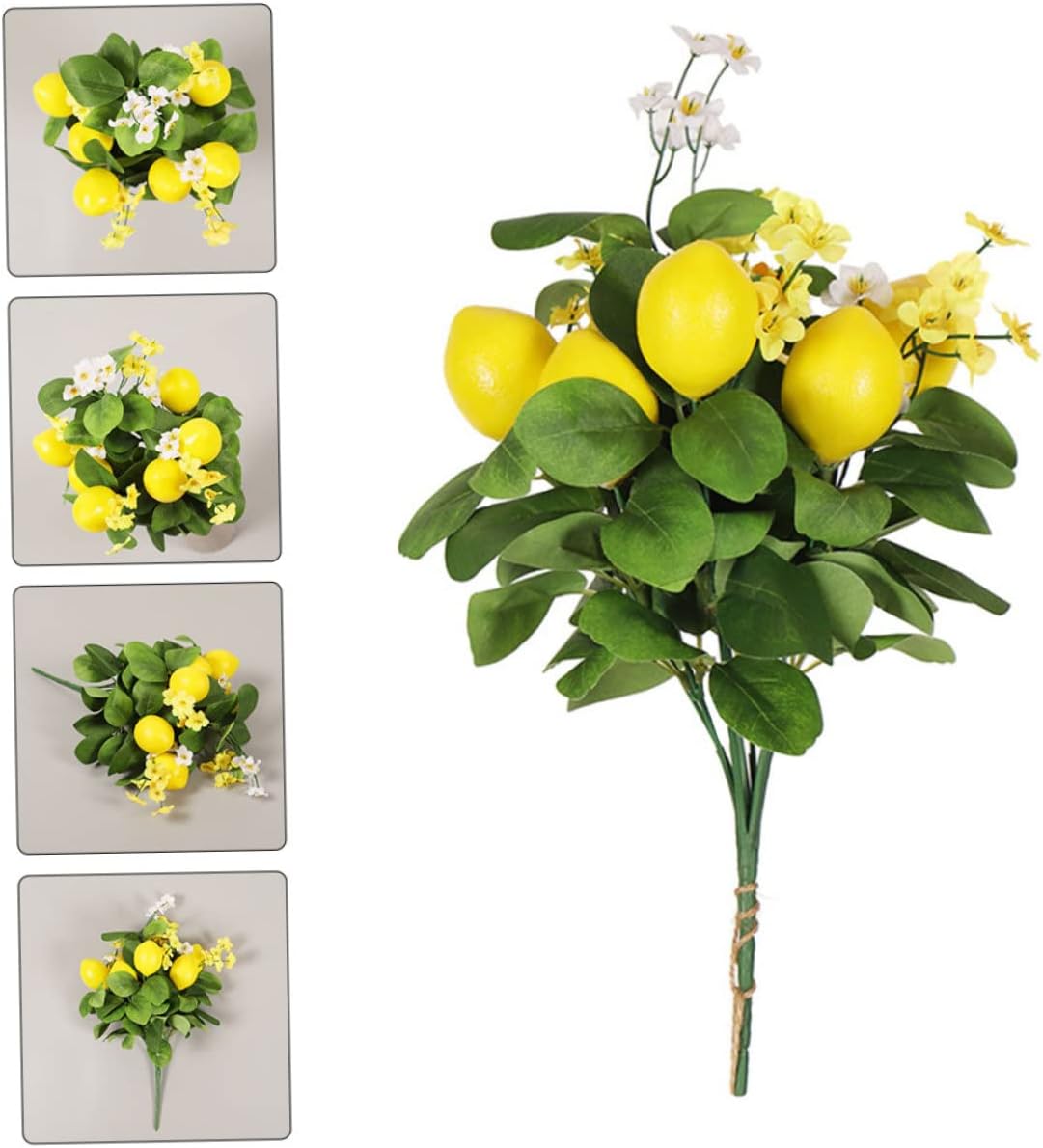 4pcs Imitation Lemon Artificial Branch Simulation Bouquet for Home Decor Wedding Party and Photography Props Vivid Colors with Realistic Leaves
