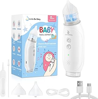 Little Bo Baby Nasal Aspirator for Baby, Electric Nose Aspirator for Toddler with Music & Light Soothing Baby Nose Sucker, Food-Grade Silicone Nozzles