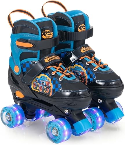 Chicago Skates Glitzy - Patines de ruedas para niños, patines ajustables para niñas y niños, ruedas iluminadas, patines cuádruples duraderos para
