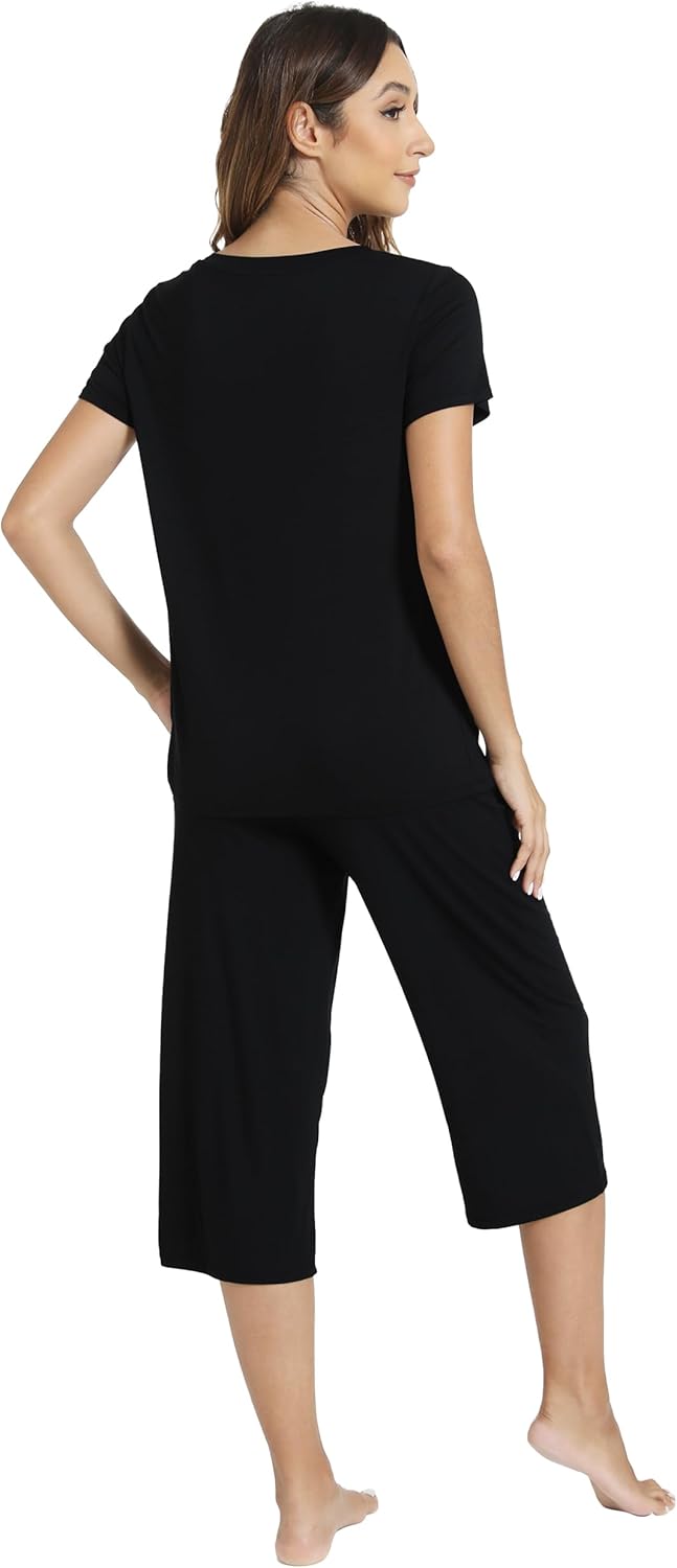 WiWi Viscose from Bamboo Women's Summer Pajama Set Loungewear Soft 2 Piece Printed Capris Pjs S-XXL - Image 4