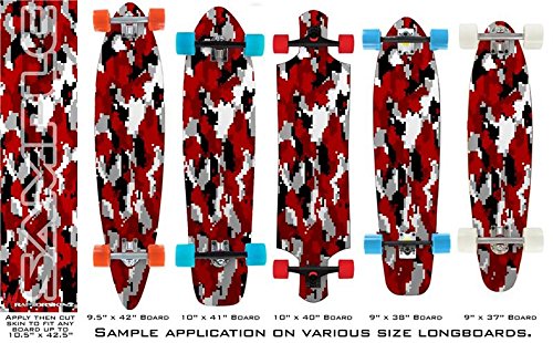 WraptorCamo Digital Camo Red - Decal Style Vinyl Wrap Skin fits Longboard Skateboards up to 10