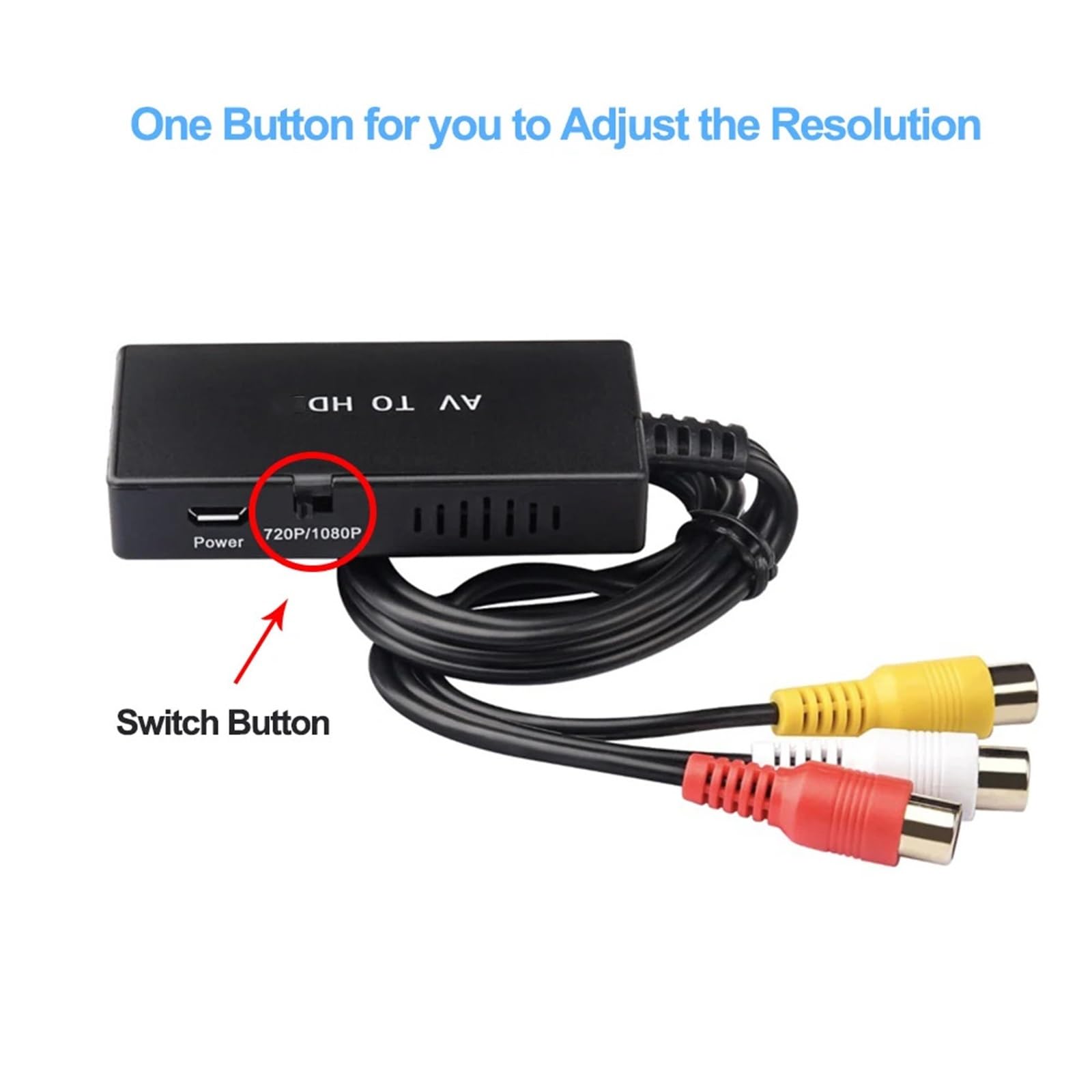 Adaptador de Video Compatible con AV CVSB L/R a HDMI Convertidor de Video HD 720P 1080P Conversión Compatible con AV a HDMI Compatible con PAL