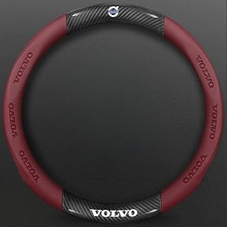 Carbon Fiber Leather Steering Wheel Cover for Volvo XC40 Comfortable Anti-Slip Durable Car Steering Wheel Protector Car Accessory(Black/Red/Brown/Beige),Red1