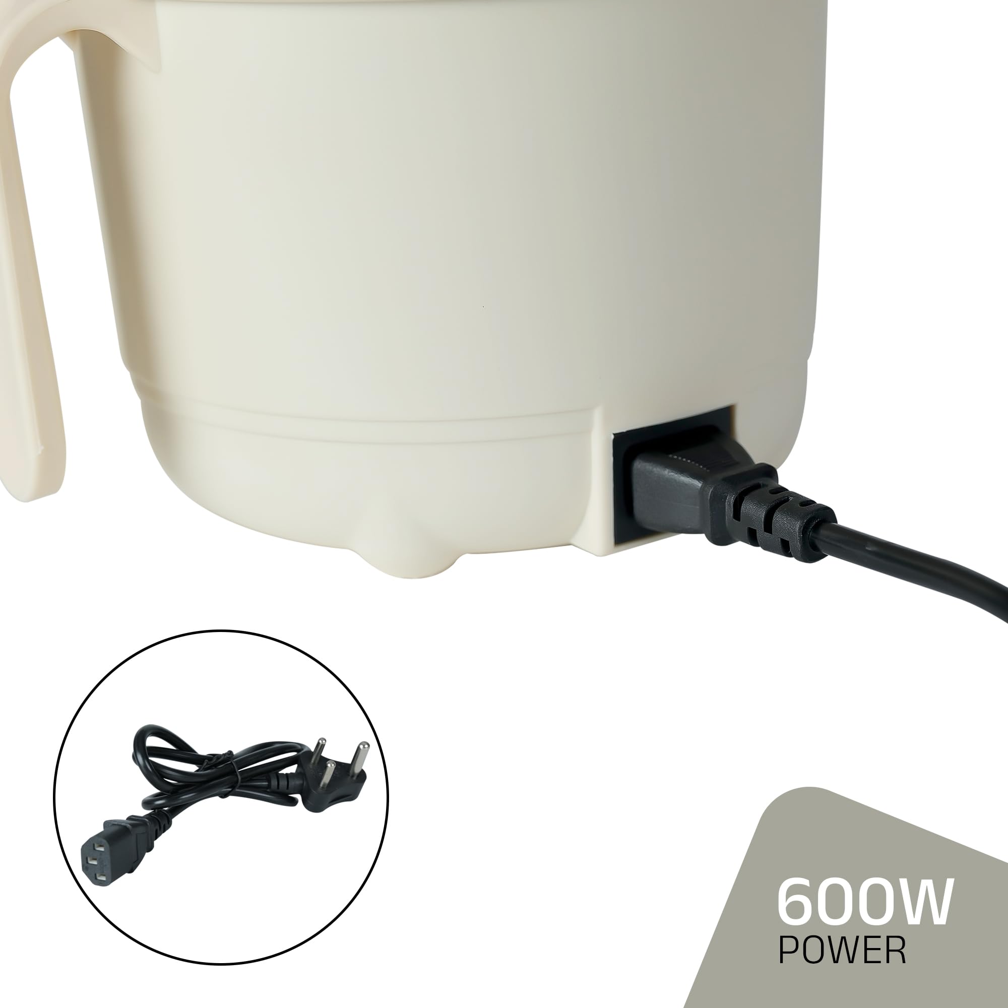 IBELL MPK150PM Multipurpose Electric Kettle, 1.5 Litre, 600W, 2 Cooking Pots & Egg Boiler For Boiling Water, Egg, Stainless Steel Body (White) 3