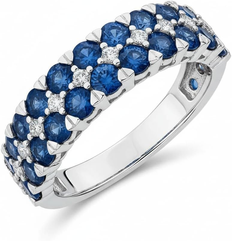 Choose Your Color 925 Sterling Silver Half Eternity Band Ring Stone Daily Wear, Office Wear, Party Wear Wedding Jewelry Beautiful Birthstone Gift for Women and Ring Size : 4 to 13