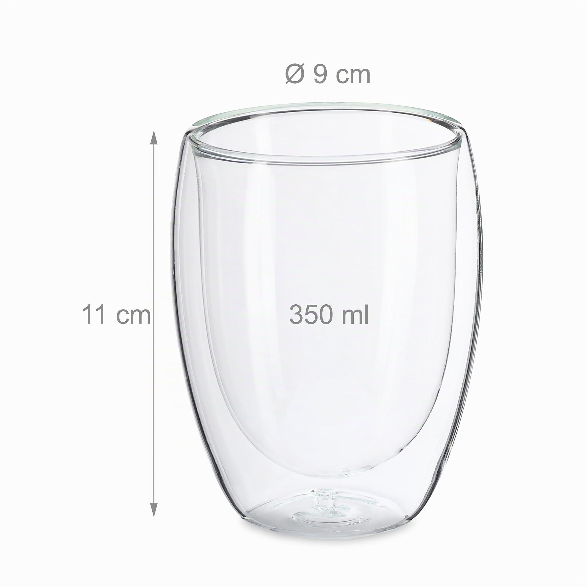 Relaxdays Vasos de Doble Pared para Latte Macchiato, Set de 6, Vidrio, 350 ml, Aptos para Lavavajillas, Transparente