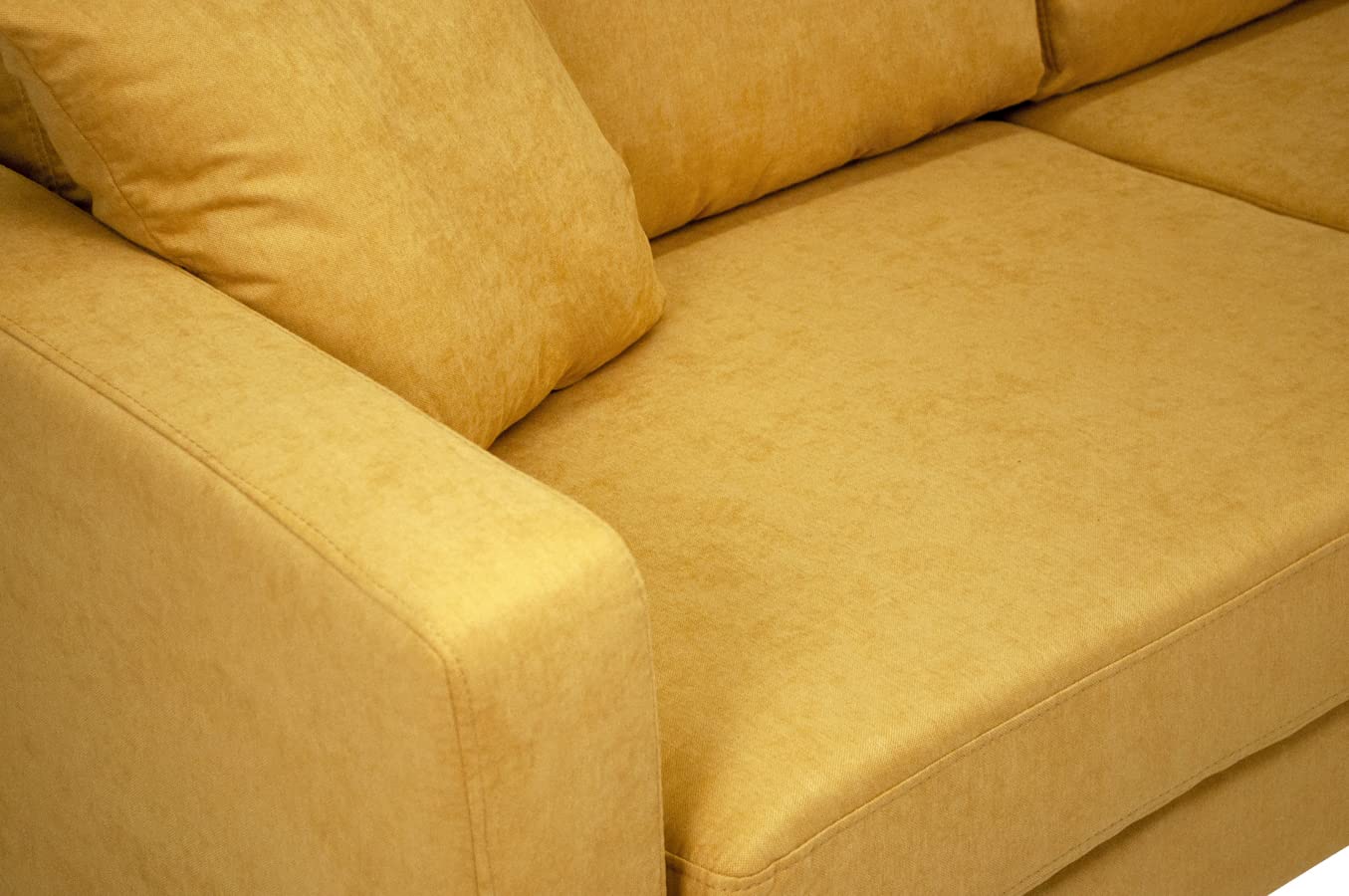 SAMIRA Divano 3 posti in tessuto vellutato giallo piedi in legno mod. Cloe