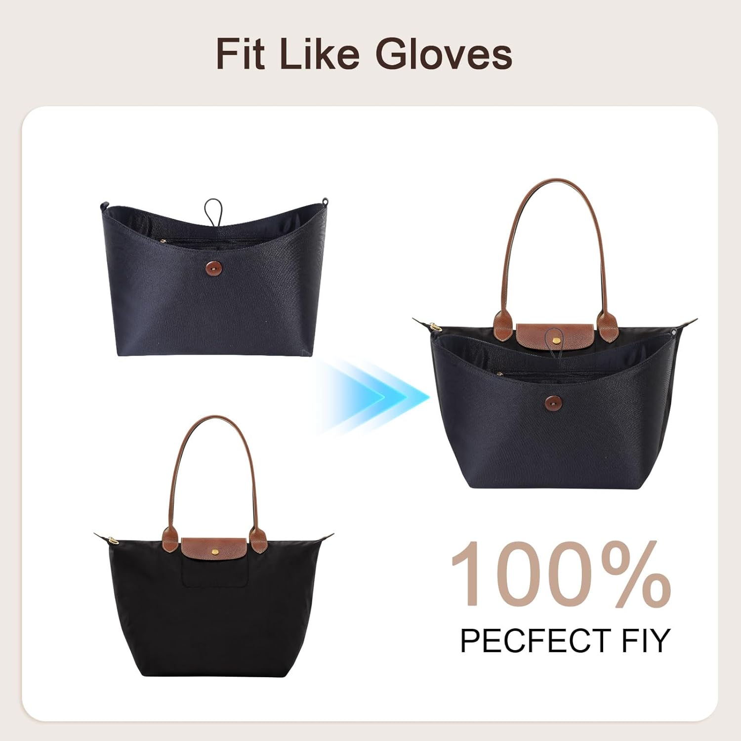 ZTUJO Purse Organizer Insert For Longchamp le pliage,Silky Touching LongChamp Organizer Insert, Compatible with Le Pliage,Energy,Shoulder Bag,Top Handle, Xtra (Black, Large) - Image 5