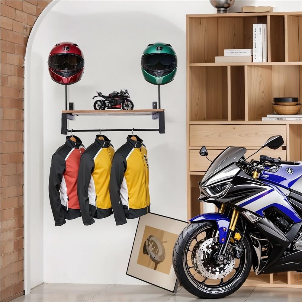 Drewniany uchwyt na kask motocyklowy, uchwyt ścienny, stojak na sprzęt, odporny na zużycie, metalowy stojak na kask, odpowiedni do przechowywania akcesoriów motocyklowych