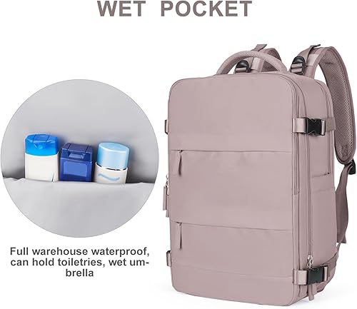 Miniatura 6 de Mochila para mujeres y hombres, bolsa de viaje, resistente al agua, mochila para senderismo, mochila para computadora portátil universitaria, B-rosa