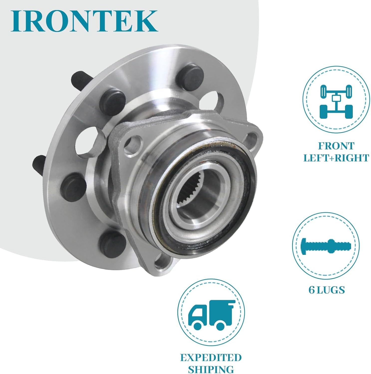 IRONTEK 515002 Front Wheel Bearing and Hub Assembly Compatible for 1988-1991 Chevrolet K1500 1988-1991 GMC K1500 5 Lugs 2PCS